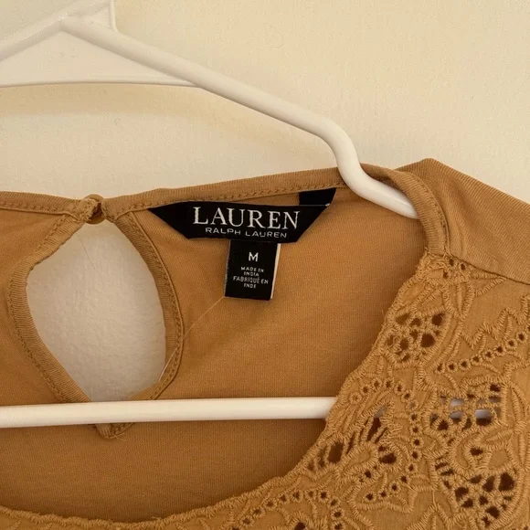 NWT Lauren Ralph Lauren Lace-Trim Jersey Peplum Top M - Picture 6 of 13